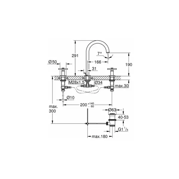 GROHE Смеситель двухвентильный Atrio New для раковины на 3 отверстия, монтаж на бортик, хром (20008003) фото 2 Aquada.com.ua GROHE Смеситель двухвентильный Atrio New для раковины на 3 отверстия, монтаж на бортик, хром (20008003) фото 2 Aquada.com.ua