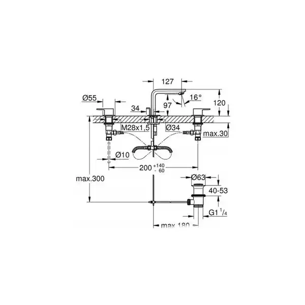 Grohe Lineare Смеситель для раковины на три отверстия, M-Size (20304001) фото 3 Aquada.com.ua Grohe Lineare Смеситель для раковины на три отверстия, M-Size (20304001) фото 3 Aquada.com.ua