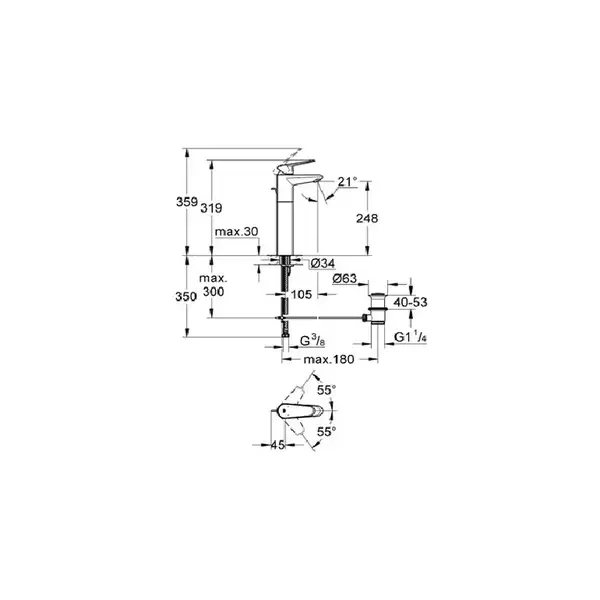 Смеситель для раковины Grohe Eurodisc Cosmopolitan (цвет - хром) (23055002) фото 2 Aquada.com.ua Смеситель для раковины Grohe Eurodisc Cosmopolitan (цвет - хром) (23055002) фото 2 Aquada.com.ua