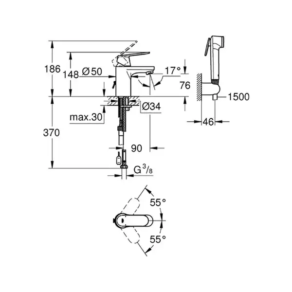 Grohe Eurosmart Cosmopolitan Смеситель для раковины, хром (23125000)