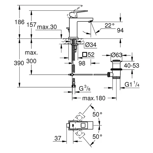 Смеситель для раковины Grohe Eurocube S-Size (цвет - тёмный графит, матовый), с донным клапаном (23127AL0) фото 5 Aquada.com.ua Смеситель для раковины Grohe Eurocube S-Size (цвет - тёмный графит, матовый), с донным клапаном (23127AL0) фото 5 Aquada.com.ua
