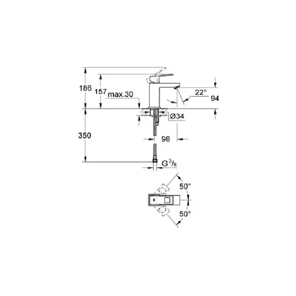 Смеситель для раковины Grohe Eurocube (цвет - хром) (23132000) фото 5 Aquada.com.ua
