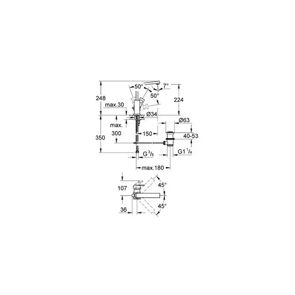 Grohe Eurocube Смеситель для умывальника L-Size, хром (23135000) Grohe Eurocube Смеситель для умывальника L-Size, хром (23135000)