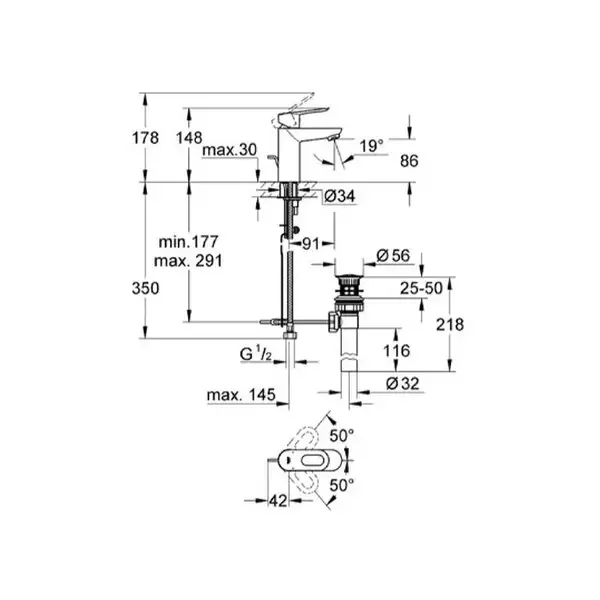 Смеситель для раковины Grohe BauLoop (цвет - хром) (23159000) фото 2 Aquada.com.ua