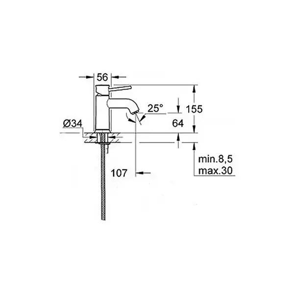 Grohe BauClassic Смеситель для раковины S, хром (23162000) Grohe BauClassic Смеситель для раковины S, хром (23162000)