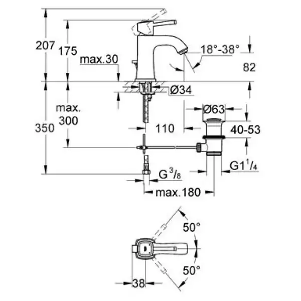 Змішувач для умивальника Grohe Grandera M-Size, хром (23303IG0) Змішувач для умивальника Grohe Grandera M-Size, хром (23303IG0)