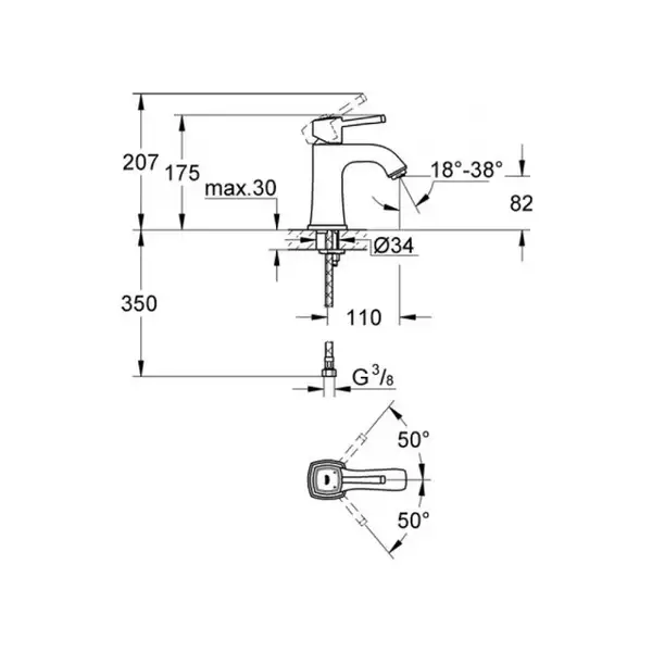 Смеситель для раковины Grohe Grandera (цвет - хром/золото) (23310IG0) фото 3 Aquada.com.ua Смеситель для раковины Grohe Grandera (цвет - хром/золото) (23310IG0) фото 3 Aquada.com.ua