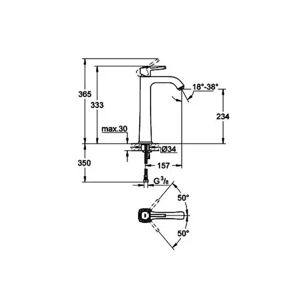 Змішувач для умивальника Grohe Grandera XL-Size, хром (23313IG0) Змішувач для умивальника Grohe Grandera XL-Size, хром (23313IG0)