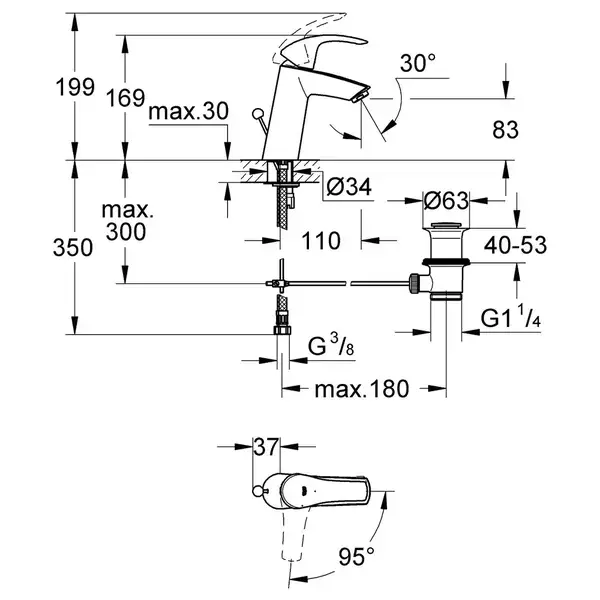 GROHE Одноважільний змішувач для раковини M-size Eurosmart (2339310E) (2339310E) фото 6 Aquada.com.ua GROHE Одноважільний змішувач для раковини M-size Eurosmart (2339310E) (2339310E) фото 6 Aquada.com.ua