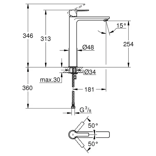 Змішувач для умивальника Grohe Lineare XL-Size, хром (23405001) Змішувач для умивальника Grohe Lineare XL-Size, хром (23405001)