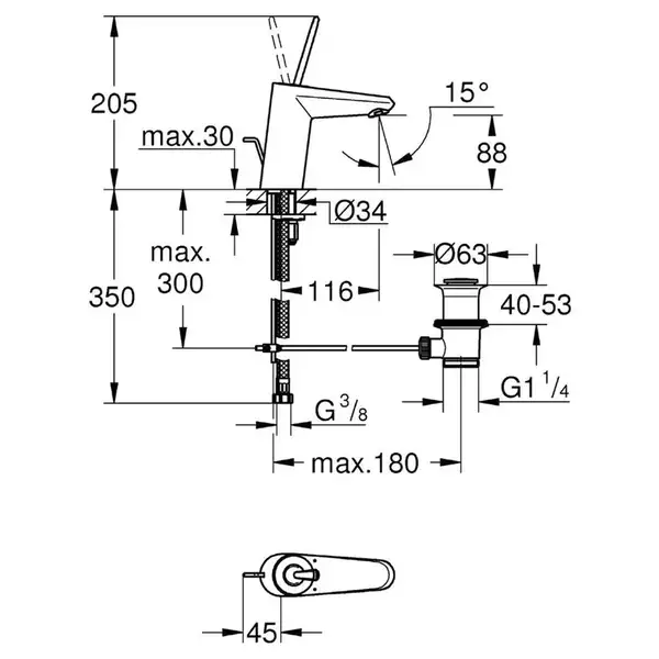 GROHE Смеситель для раковины, однорычажный Eurodisc Joy (23425000) фото 2 Aquada.com.ua GROHE Смеситель для раковины, однорычажный Eurodisc Joy (23425000) фото 2 Aquada.com.ua