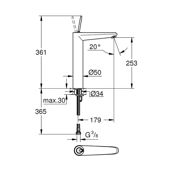 Змішувач одинважільний для раковини Grohe Eurodisc Joy XL-size (23428LS0) Змішувач одинважільний для раковини Grohe Eurodisc Joy XL-size (23428LS0)