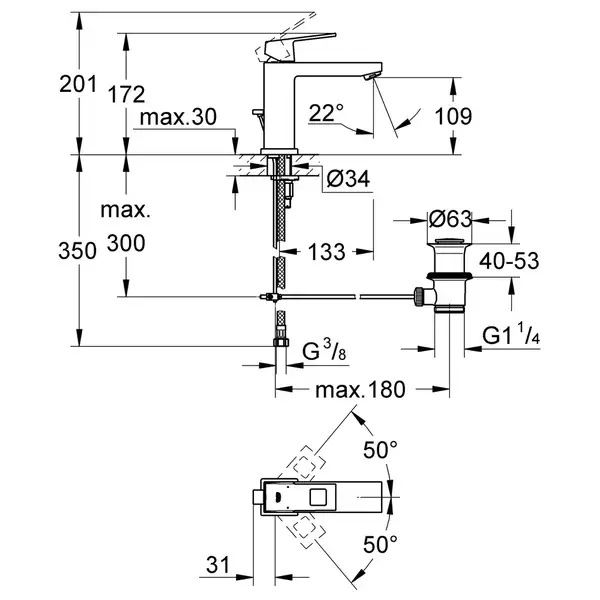 Grohe Eurocube Смеситель для раковины, хром (23445000) Grohe Eurocube Смеситель для раковины, хром (23445000)