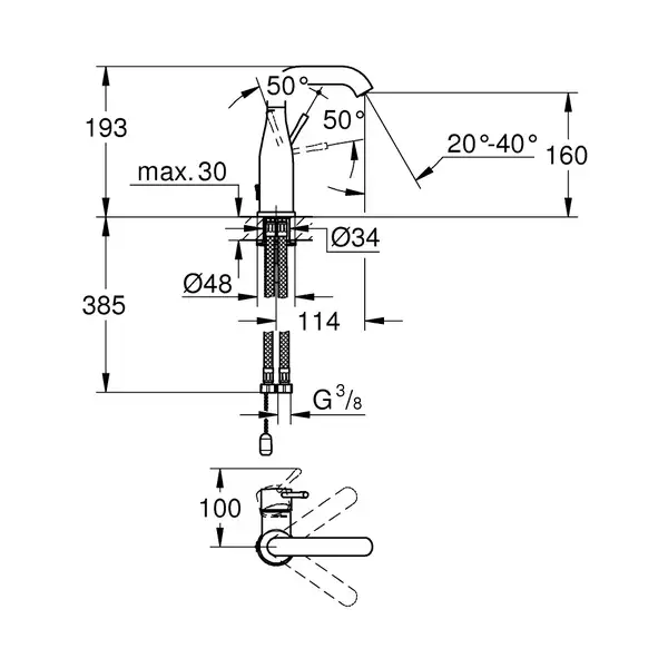 Смеситель для раковины Grohe Essence M-Size (цвет - хром), с донным клапаном цепочка (23480001) фото 2 Aquada.com.ua Смеситель для раковины Grohe Essence M-Size (цвет - хром), с донным клапаном цепочка (23480001) фото 2 Aquada.com.ua
