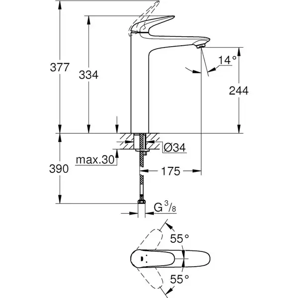 Grohe Eurostyle Смеситель однорычажный для раковины XL-Size (23719003) фото 2 Aquada.com.ua Grohe Eurostyle Смеситель однорычажный для раковины XL-Size (23719003) фото 2 Aquada.com.ua