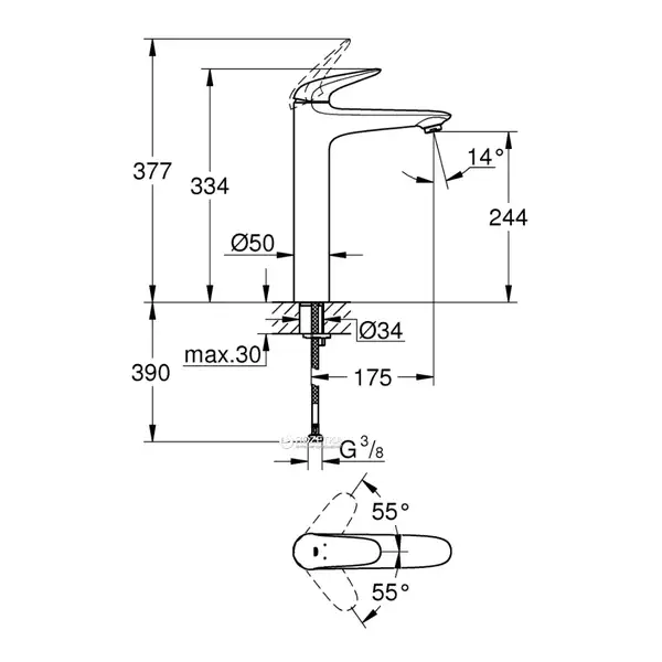Смеситель для раковины высокий Grohe Eurostyle Solid 15XL-Size (цвет - белый) без донного клапана (23719LS3) фото 2 Aquada.com.ua Смеситель для раковины высокий Grohe Eurostyle Solid 15XL-Size (цвет - белый) без донного клапана (23719LS3) фото 2 Aquada.com.ua