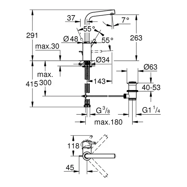 Змішувач для умивальника Grohe Concetto L-Size, хром (23739002) Змішувач для умивальника Grohe Concetto L-Size, хром (23739002)