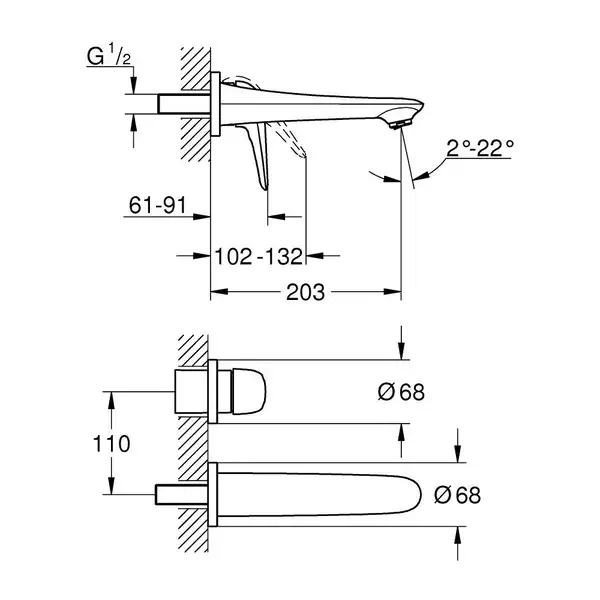 Смеситель для раковины на два отверстия Grohe Eurostyle Solid M-Size (цвет - белый) вынос 203 мм (29097LS3) фото 2 Aquada.com.ua Смеситель для раковины на два отверстия Grohe Eurostyle Solid M-Size (цвет - белый) вынос 203 мм (29097LS3) фото 2 Aquada.com.ua