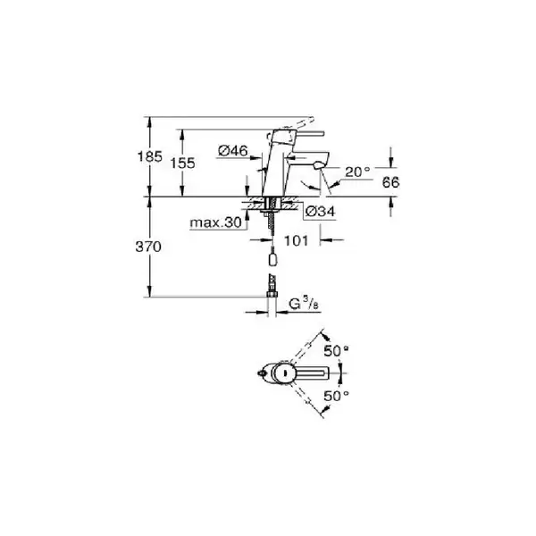 Смеситель для раковины Grohe Concetto (цвет - хром) (3220610E) фото 3 Aquada.com.ua Смеситель для раковины Grohe Concetto (цвет - хром) (3220610E) фото 3 Aquada.com.ua