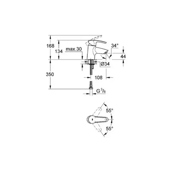 Смеситель для раковины Grohe Eurostyle New (цвет - хром) (32468001) фото 3 Aquada.com.ua