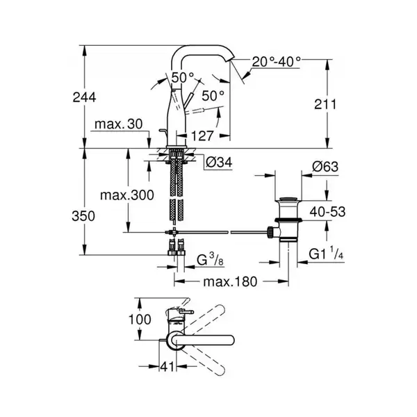 Grohe Essence New Смеситель для раковины, хром (32628001) Grohe Essence New Смеситель для раковины, хром (32628001)