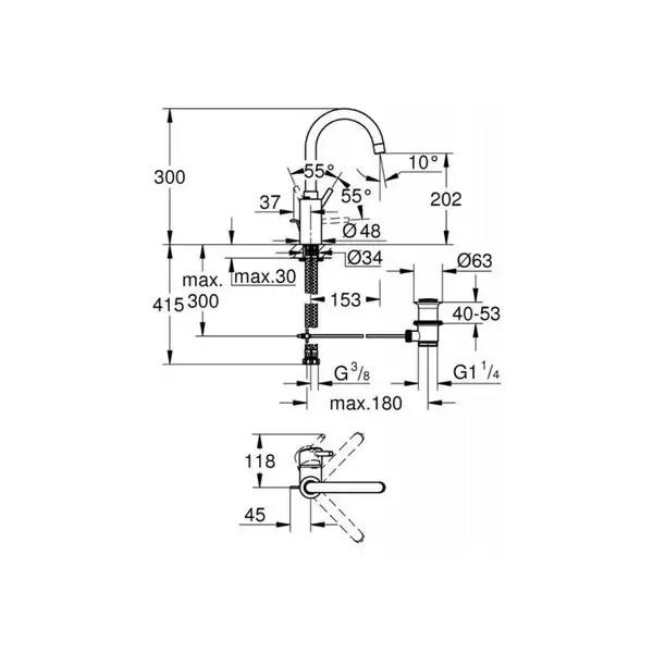 Змішувач для умивальника Grohe Concetto L-Size, хром (32629002) Змішувач для умивальника Grohe Concetto L-Size, хром (32629002)