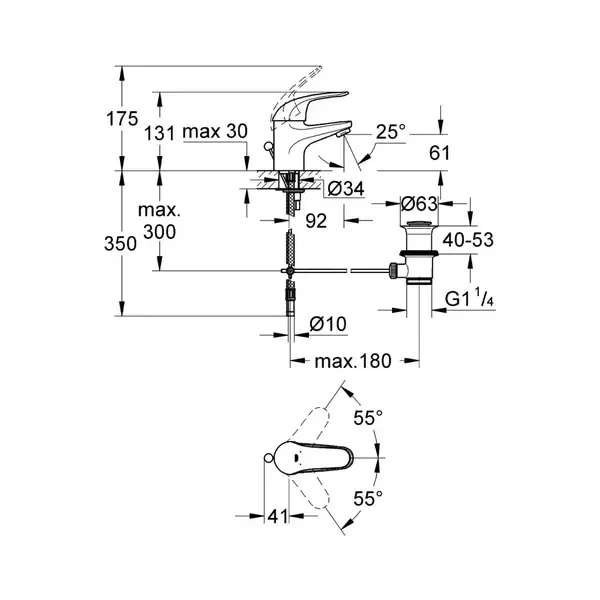 Смеситель для раковины Grohe Euroeco (цвет - хром) (32732000) фото 2 Aquada.com.ua Смеситель для раковины Grohe Euroeco (цвет - хром) (32732000) фото 2 Aquada.com.ua