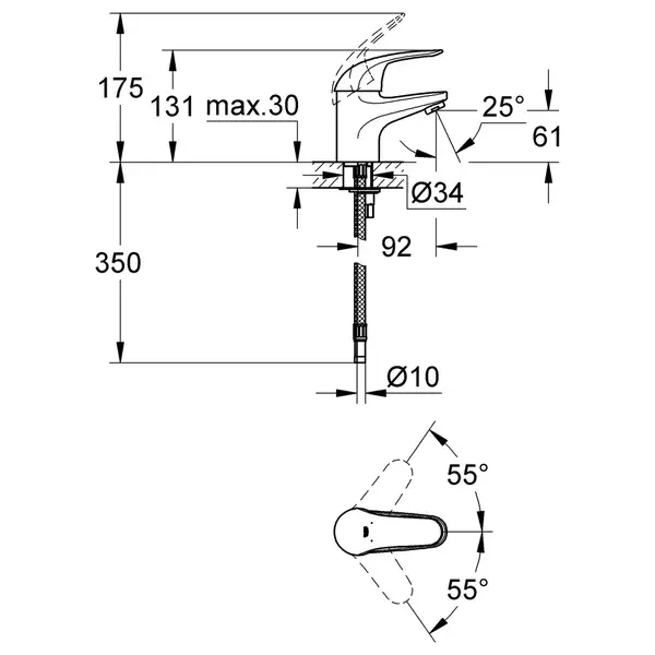 Змішувач для раковини S-розміру Grohe Euroeco New (32734000) Змішувач для раковини S-розміру Grohe Euroeco New (32734000)