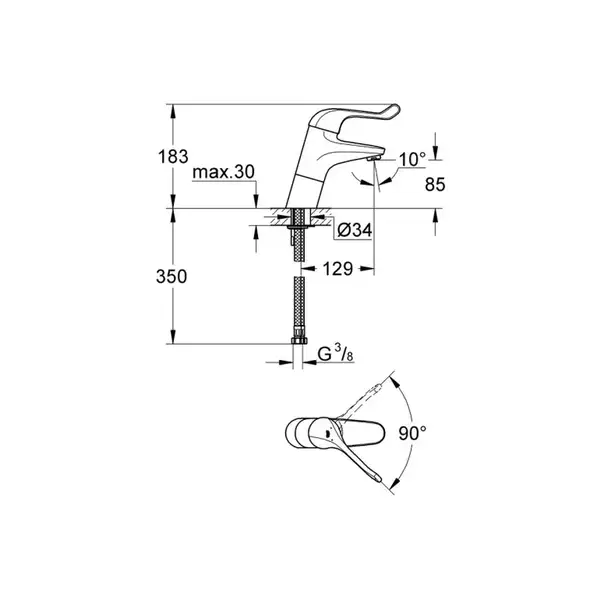 Змішувач для умивальника Grohe Euroeco Special (32790000) Змішувач для умивальника Grohe Euroeco Special (32790000)