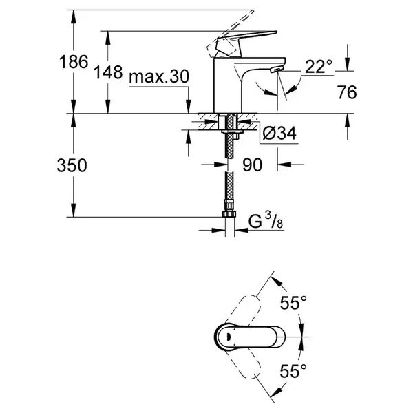 GROHE Для раковины EUROSMART COSMOPOLITAN (32824000) фото 3 Aquada.com.ua GROHE Для раковины EUROSMART COSMOPOLITAN (32824000) фото 3 Aquada.com.ua