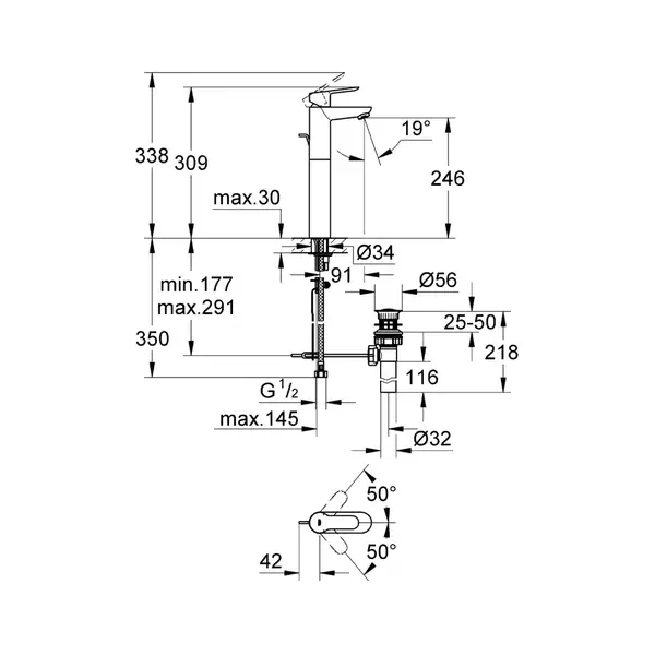 Змішувач для умивальника Grohe BauEdge XL-Size (32860000) Змішувач для умивальника Grohe BauEdge XL-Size (32860000)