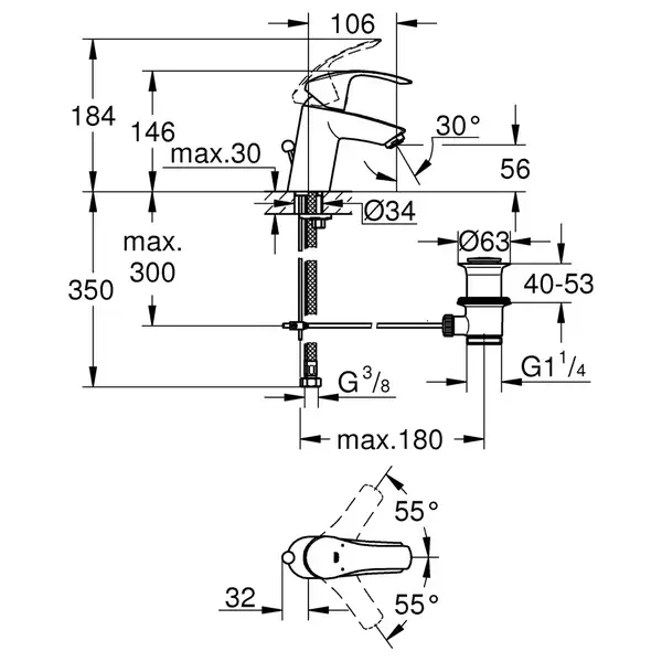 Змішувач для раковини S-розміру Grohe Eurosmart (33265002) Змішувач для раковини S-розміру Grohe Eurosmart (33265002)