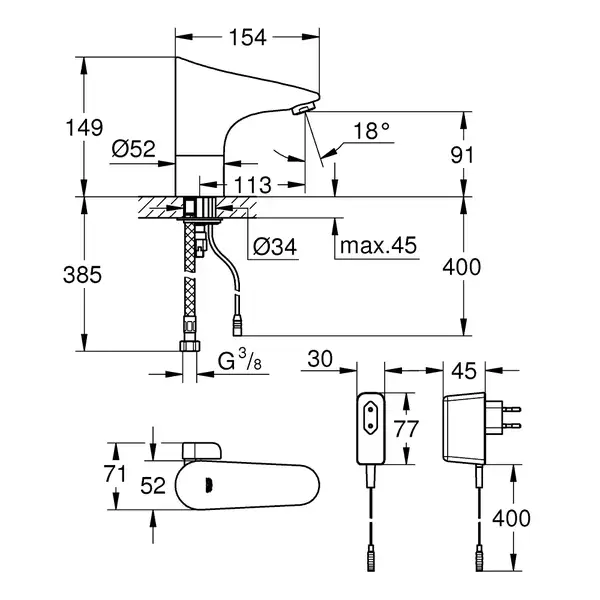 GROHE Смеситель для раковины Europlus E (36015001) фото 2 Aquada.com.ua GROHE Смеситель для раковины Europlus E (36015001) фото 2 Aquada.com.ua