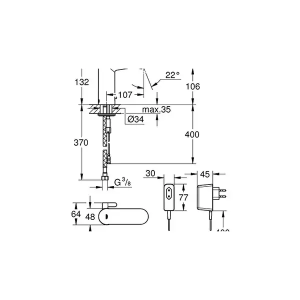 GROHE Інфрачервона електроніка для мийки зі змішувачем Eurosmart Cosmopolitan E (36325001) фото 3 Aquada.com.ua GROHE Інфрачервона електроніка для мийки зі змішувачем Eurosmart Cosmopolitan E (36325001) фото 3 Aquada.com.ua