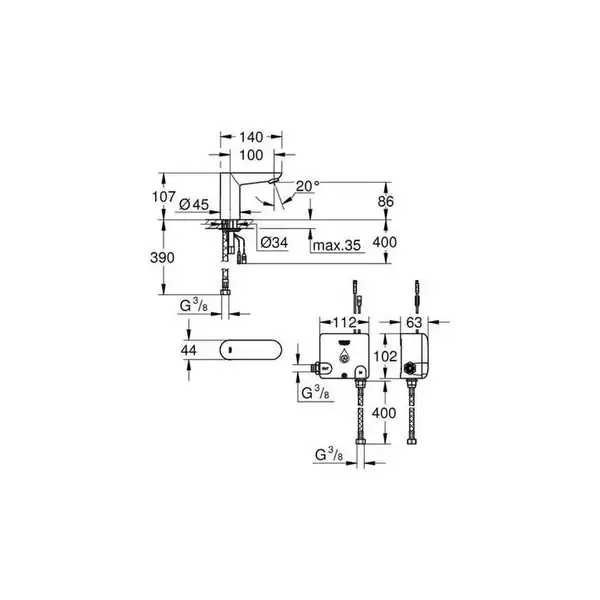 Grohe Euroeco Cosmopolitan E Монокран сенсорный, хром (36384000) Grohe Euroeco Cosmopolitan E Монокран сенсорный, хром (36384000)