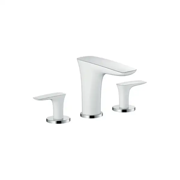 Cмеситель для раковины Hansgrohe PuraVida (цвет - хром/белый), с донным клапаном Push-Open (15073400) фото 1 Aquada.com.ua Cмеситель для раковины Hansgrohe PuraVida (цвет - хром/белый), с донным клапаном Push-Open (15073400) фото 1 Aquada.com.ua