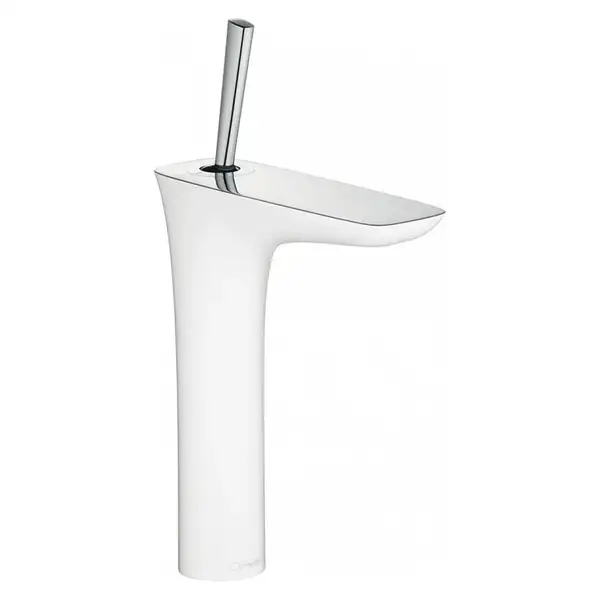 Смеситель для раковины, однорычажный Hansgrohe PuraVida (цвет - хром/белый), с донным клапаном Push-Open (15081400) фото 1 Aquada.com.ua Смеситель для раковины, однорычажный Hansgrohe PuraVida (цвет - хром/белый), с донным клапаном Push-Open (15081400) фото 1 Aquada.com.ua