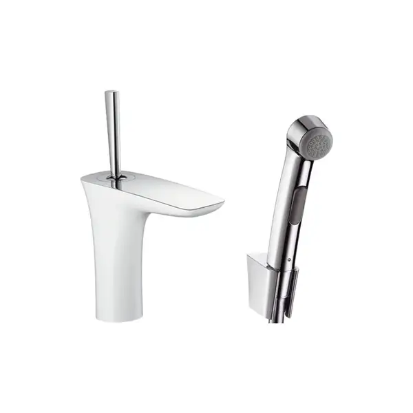 Набор для биде Hansgrohe PuraVida (цвет - хром/белый), с донным клапаном Push-Open (15275400) фото 1 Aquada.com.ua