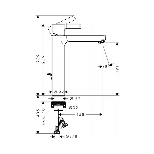 Hansgrohe Metris S 190 Смеситель для умывальника, хром (31021000)