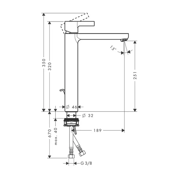 HANSGROHE Смеситель для раковины ,однорычажный Metris S Highriser (31022000) фото 2 Aquada.com.ua