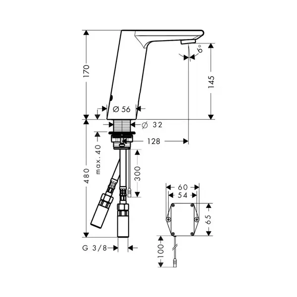 Змішувач для умивальника Hansgrohe Metris S (31100000)