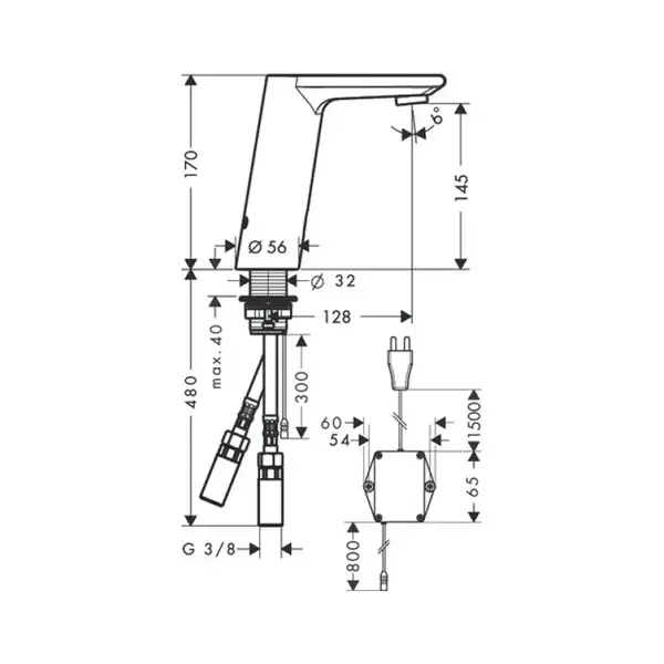 Смеситель для раковины, электронный Hansgrohe Metris S (цвет - хром) (31103000) фото 2 Aquada.com.ua Смеситель для раковины, электронный Hansgrohe Metris S (цвет - хром) (31103000) фото 2 Aquada.com.ua