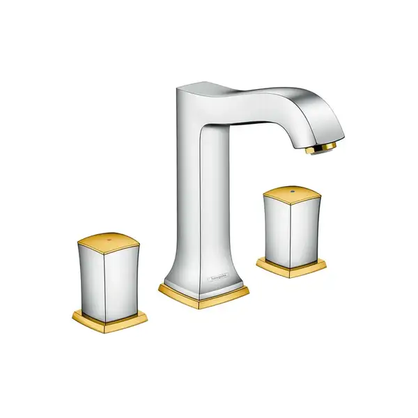 Смеситель для раковины на 3 отверстия Hansgrohe Metropol Classic (цвет - хром/золото), с донным клапаном (31305090) фото 1 Aquada.com.ua Смеситель для раковины на 3 отверстия Hansgrohe Metropol Classic (цвет - хром/золото), с донным клапаном (31305090) фото 1 Aquada.com.ua