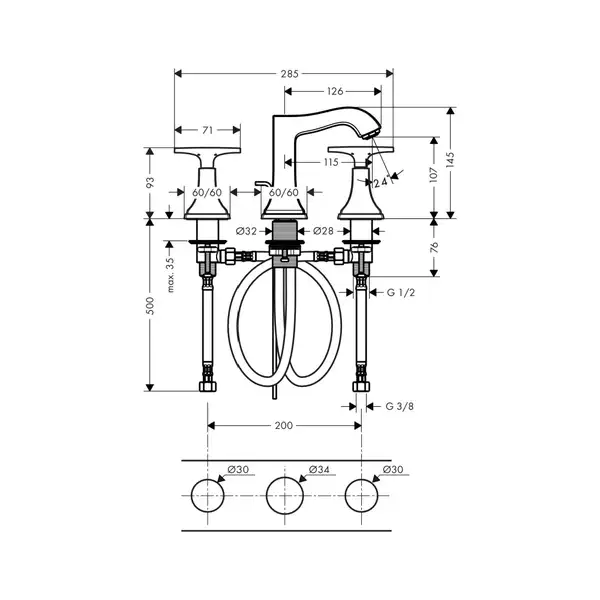 HANSGROHE Смеситель для раковины. двухвентильный (хром/золото) Metropol Classic (31306090) фото 2 Aquada.com.ua HANSGROHE Смеситель для раковины. двухвентильный (хром/золото) Metropol Classic (31306090) фото 2 Aquada.com.ua