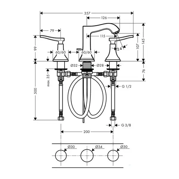 Змішувач для умивальника Hansgrohe Metropol Classic (31330000)