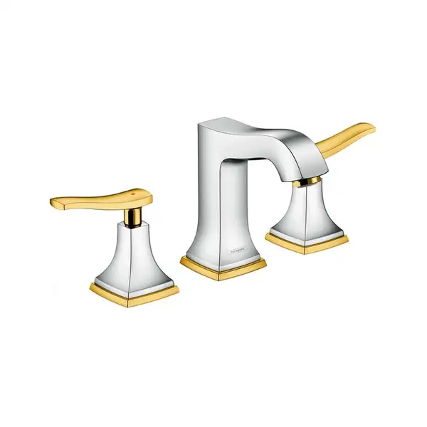 Смеситель для раковины на 3 отверстия Hansgrohe Metropol Classic (цвет - хром/золото), с донным клапаном (31330090) фото 1 Aquada.com.ua Смеситель для раковины на 3 отверстия Hansgrohe Metropol Classic (цвет - хром/золото), с донным клапаном (31330090) фото 1 Aquada.com.ua