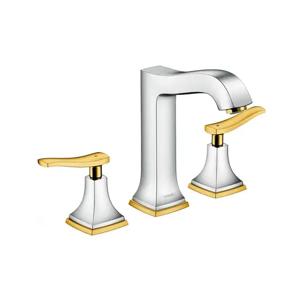 Смеситель для раковины на 3 отверстия Hansgrohe Metropol Classic (цвет - хром/золото), с донным клапаном (31331090) фото 1 Aquada.com.ua Смеситель для раковины на 3 отверстия Hansgrohe Metropol Classic (цвет - хром/золото), с донным клапаном (31331090) фото 1 Aquada.com.ua