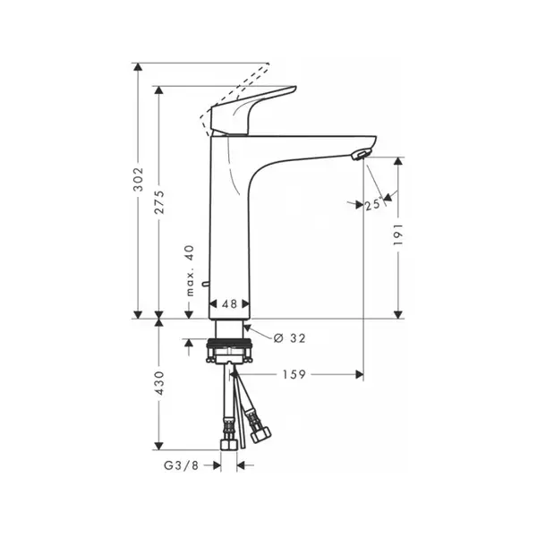 Смеситель для раковины, однорычажный Hansgrohe Focus (цвет - хром) (31518000) фото 3 Aquada.com.ua