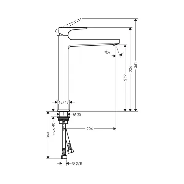 Hansgrohe Metropol 260 Смеситель для умывальника, хром (32512340)