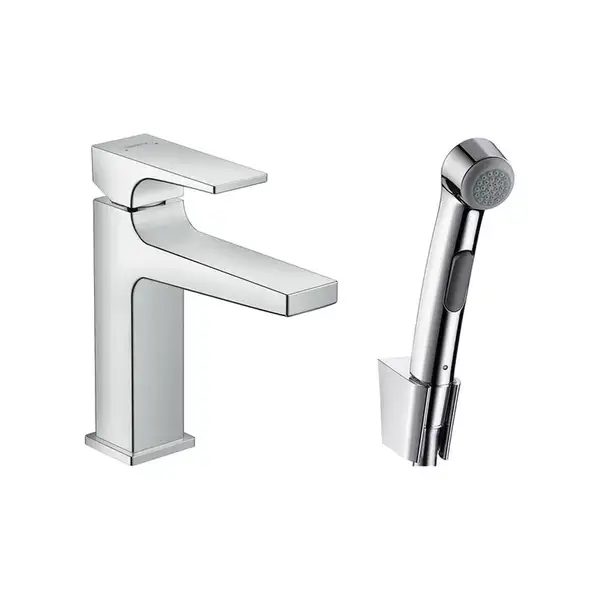 Смеситель для раковины с гигиеническим душем Hansgrohe Metropol (цвет - хром), с донным клапаном (32522000) фото 1 Aquada.com.ua Смеситель для раковины с гигиеническим душем Hansgrohe Metropol (цвет - хром), с донным клапаном (32522000) фото 1 Aquada.com.ua